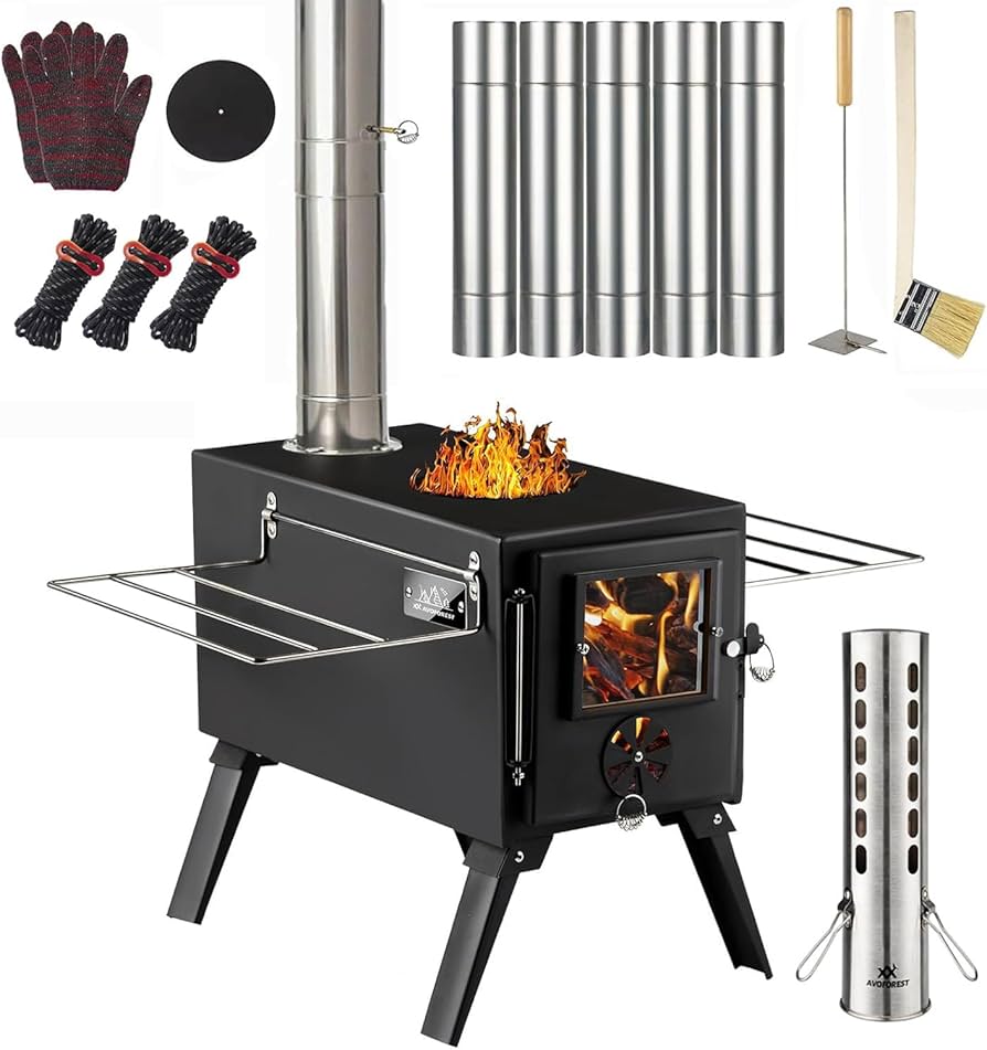Amazon.co.jp: 薪ストーブ AVOFOREST キャンプ用 折りたたみ式 7段階