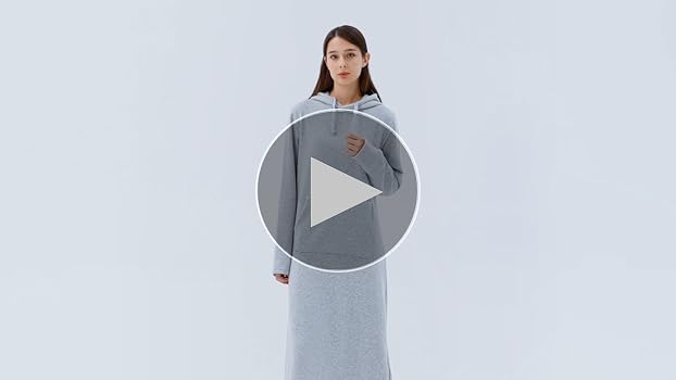 WenVen Women's Ankle Length Tunic Hoodie Dress with Kangaroo
