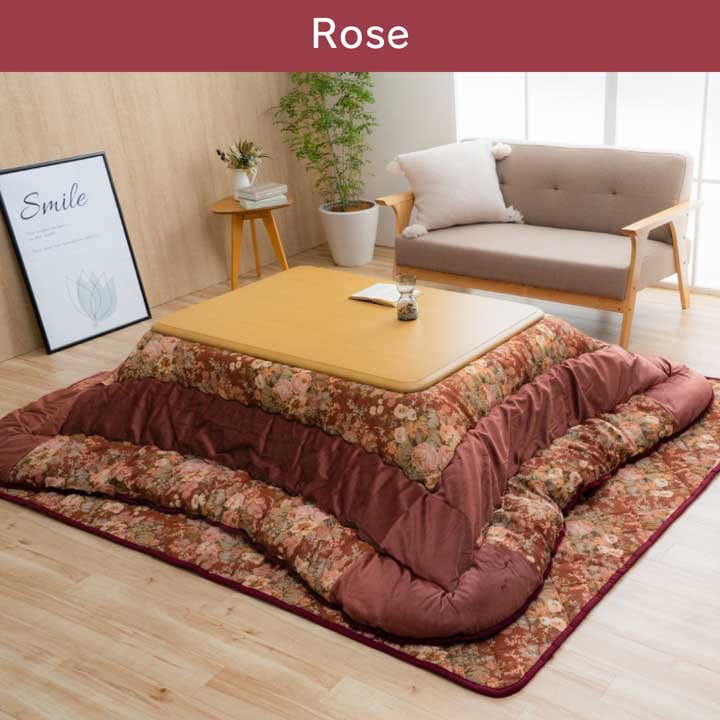 こたつ2点セット こたつ掛け布団 ミリア 正方形 長方形 エレガンス柄