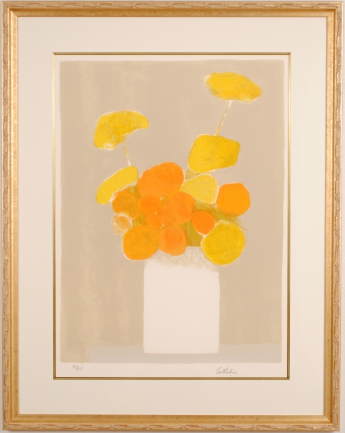 ベルナール・カトランがリトグラフの版画で制作した花の絵画