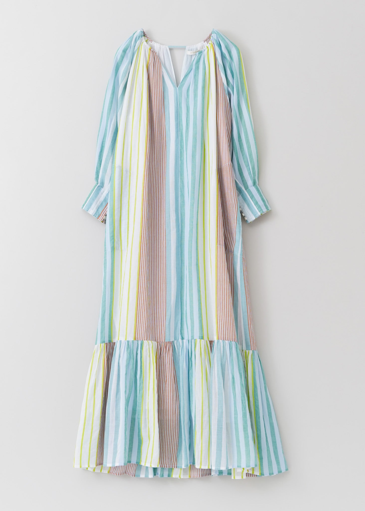 Cotton Voile Stripe Gather Neck Dress | Pasand by ne Quittez pas