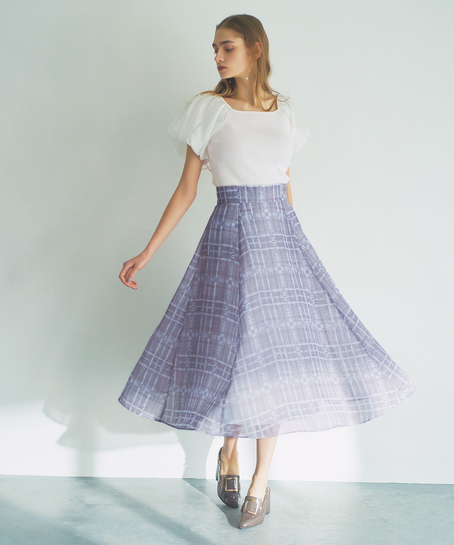 ぼかしチェック柄スカート | フレアスカート | NOELA OFFICIAL WEB STORE