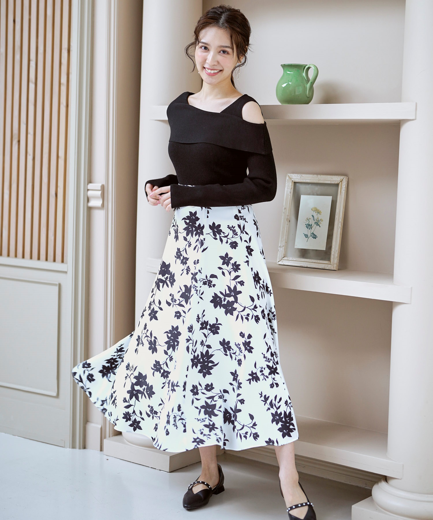 単色花柄フレアスカート | フレアスカート | NOELA OFFICIAL WEB STORE