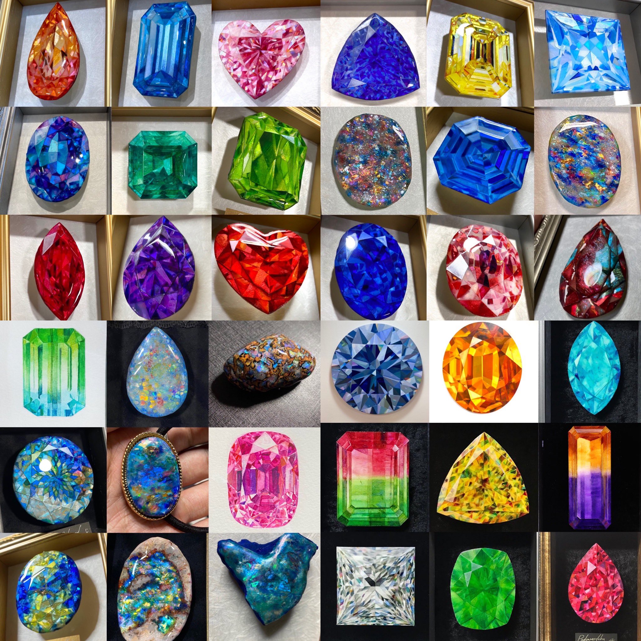 匿名で配送］一点もの 油絵 油彩 水晶 鉱石 宝石 絵 匿名で配送］一点