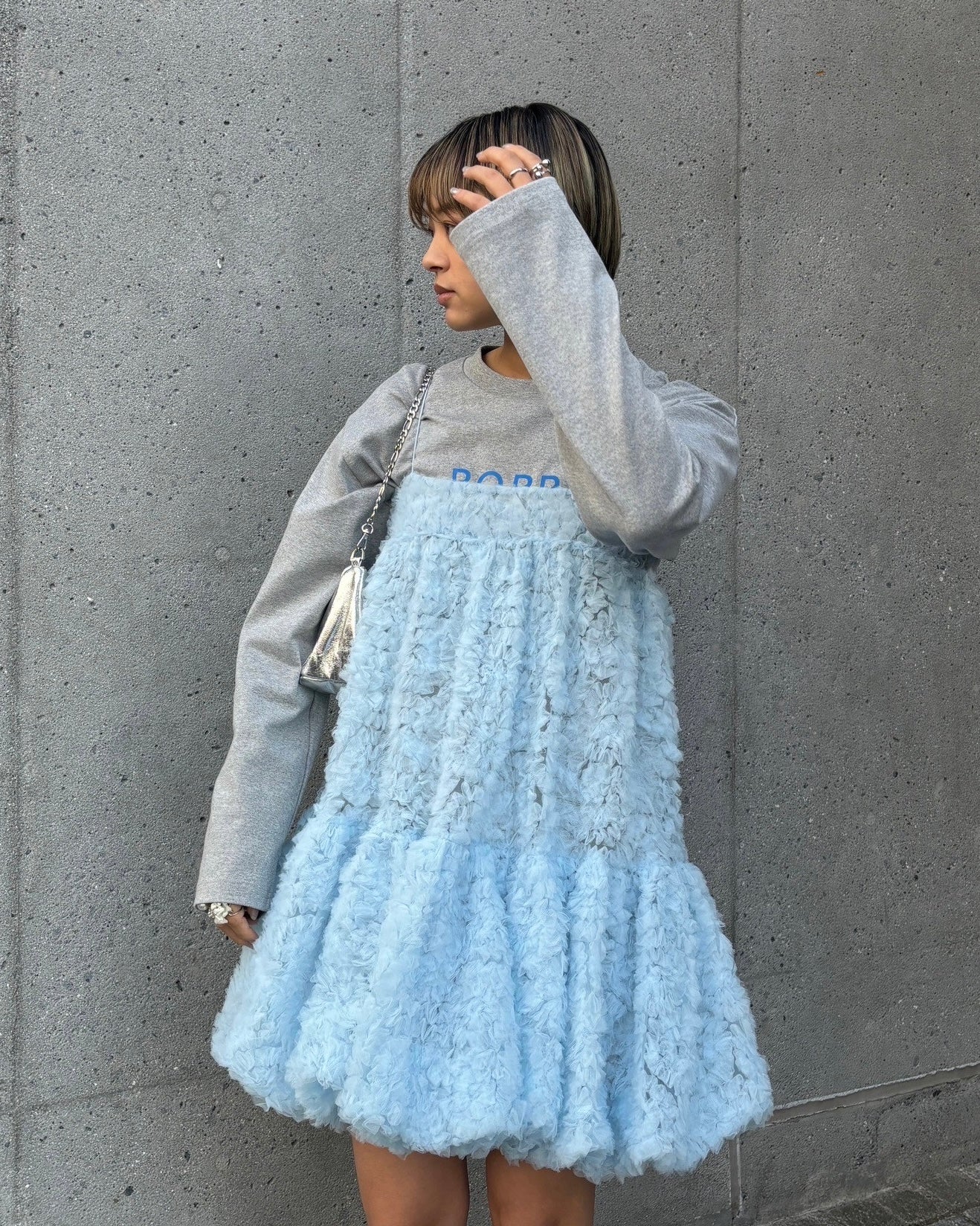 Tulle balloon tunic (light blue)