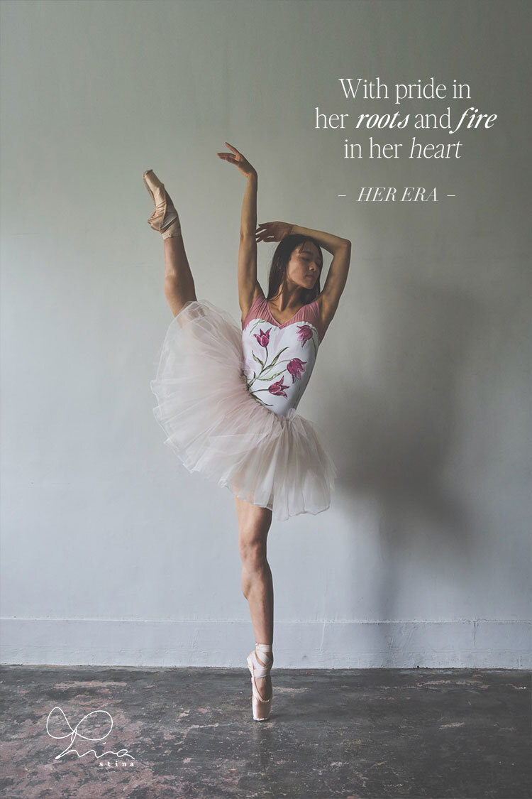 スティナ フラワープリント七分袖レオタード S スティナフラワー