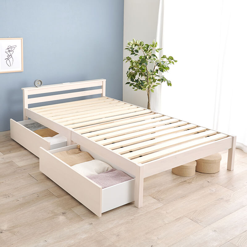 3分で組立できるすのこベッド 引き出しつき [シングル/セミダブル