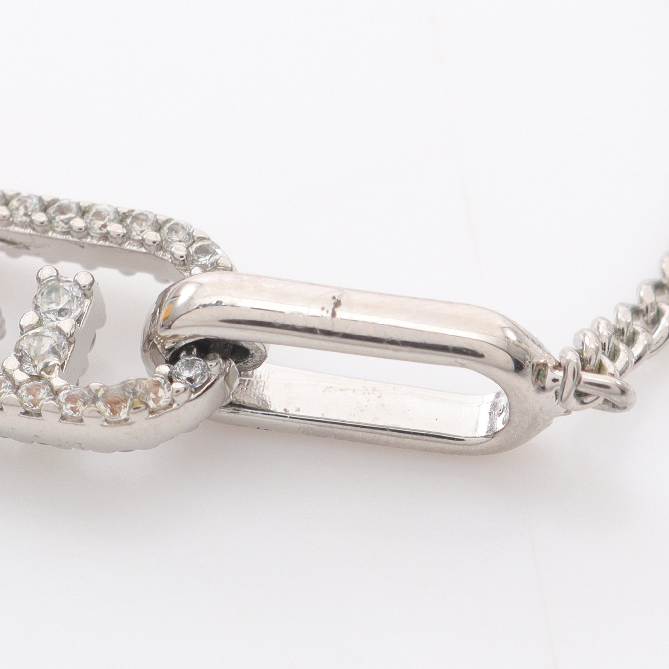 オーロック ネックレス ラインストーン シルバー クリア フェンディ