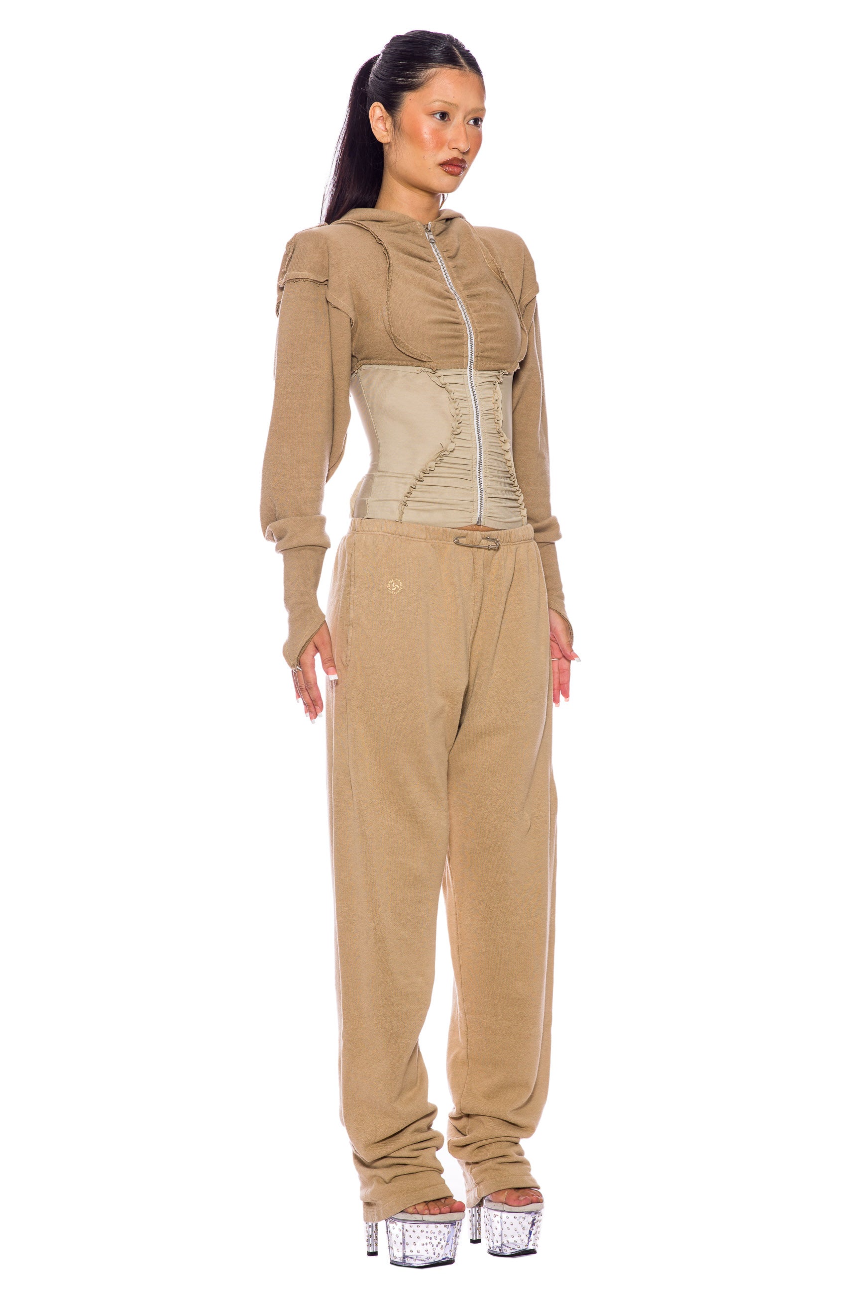 Sami Miro Vintage - OPEN SEAM ZIP HOODIE IN TAUPE – SAMI MIRO VINTAGE