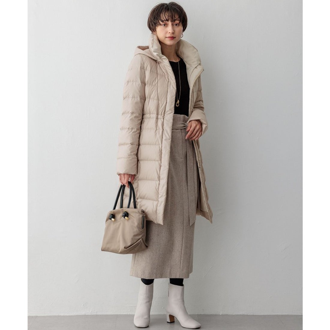 ニジュウサンク 23区 【洗える】シレータフタ ロング ダウンコート