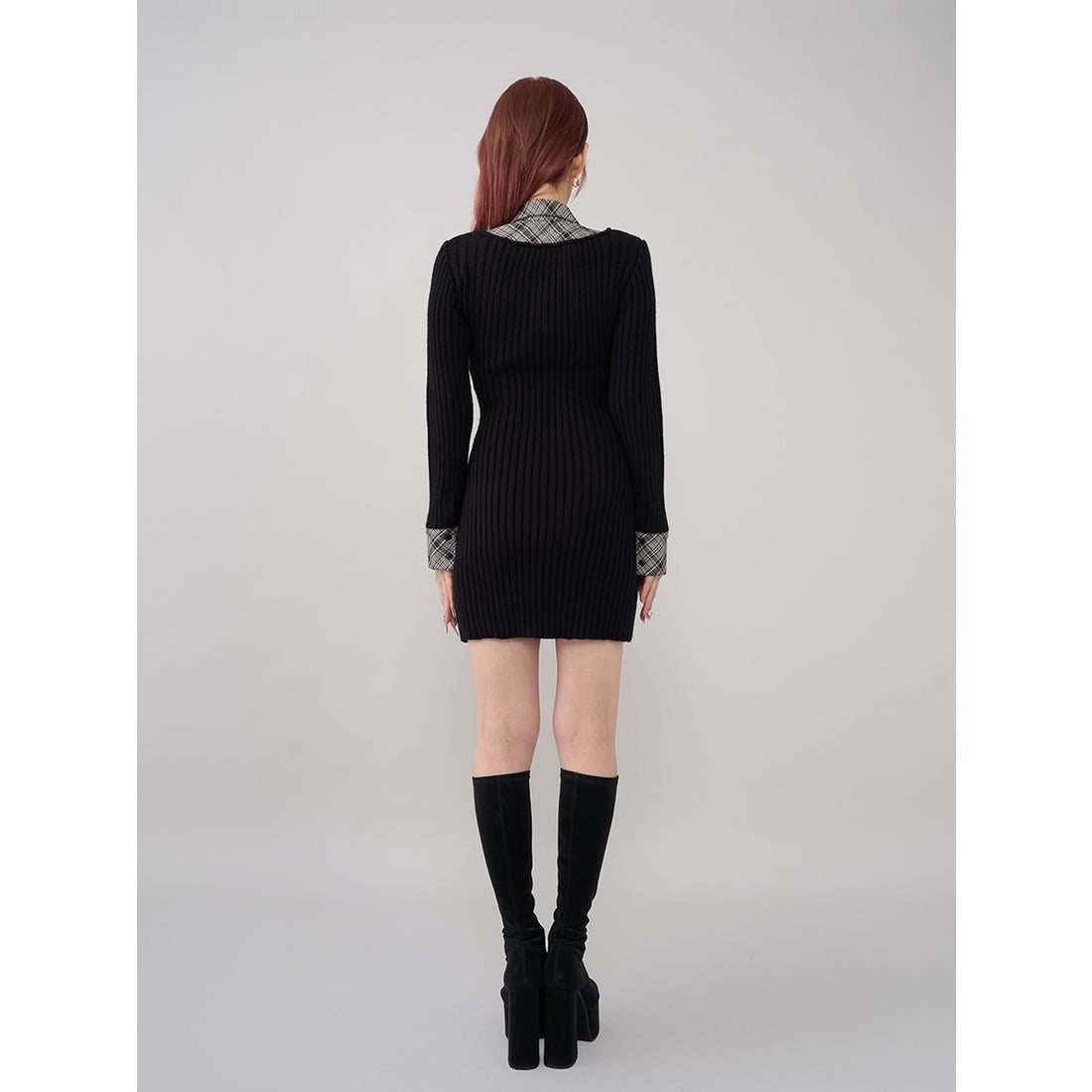 ダーリッチ Darich レイヤードライクニットミニワンピース （グレー