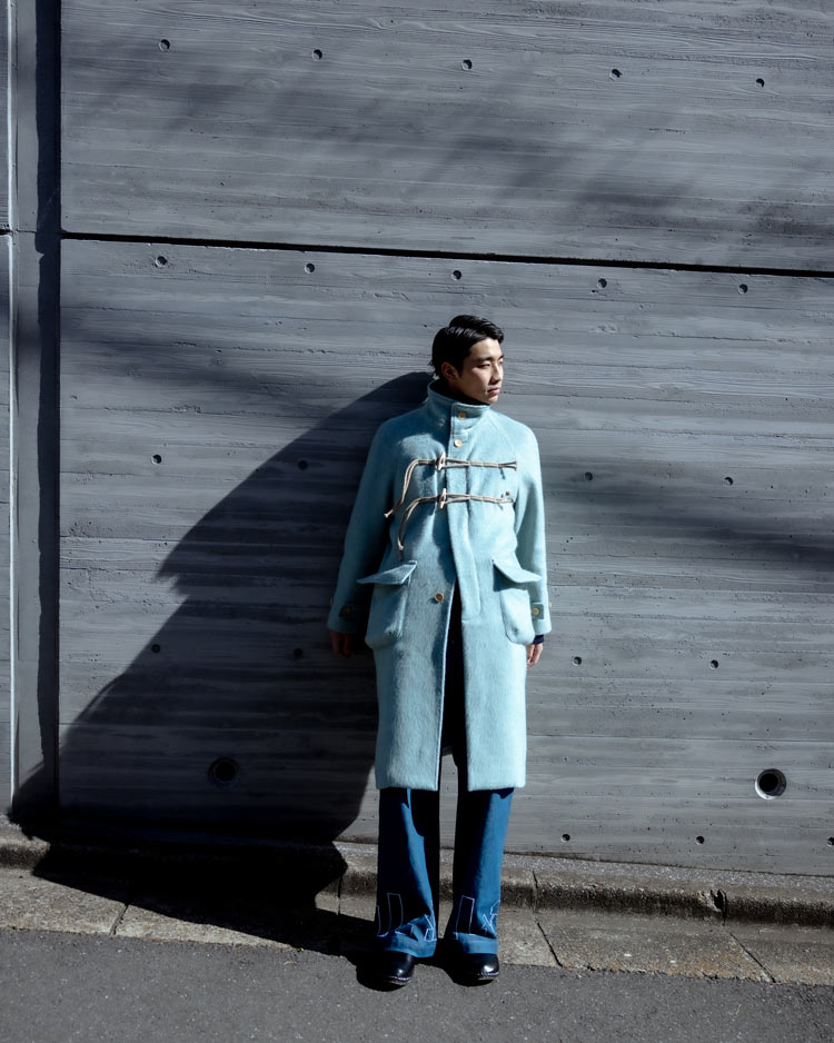 STAND COLLAR LOOSE WOOL COAT (TURQUOISE BLUE)(コート/SHCT25201