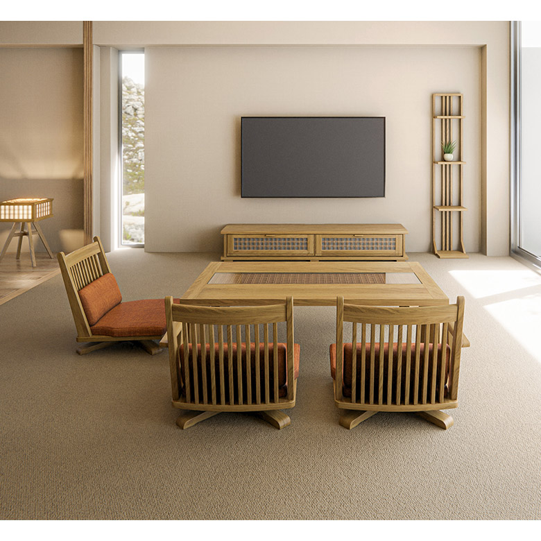 未来商会 座椅子 回転 肘掛けなし 1脚 木製 天然木 和風 和モダン