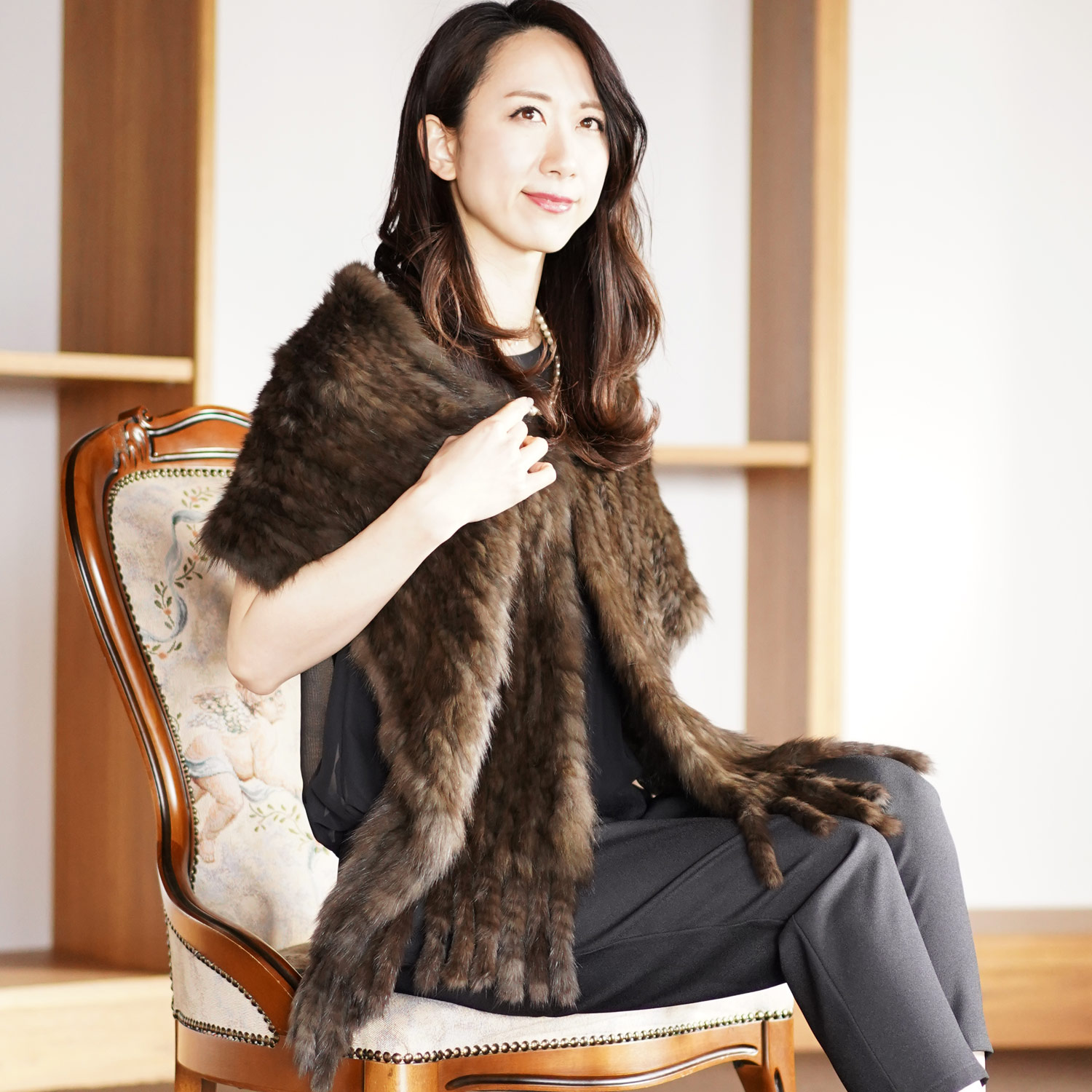 sankyo shokai（三京商会） セーブル ファー 編込み ストール 25cm幅