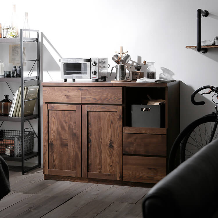 食器棚(日本製)[ナチュラル/ブラウン]幅120のタイプ | 【公式】LOWYA