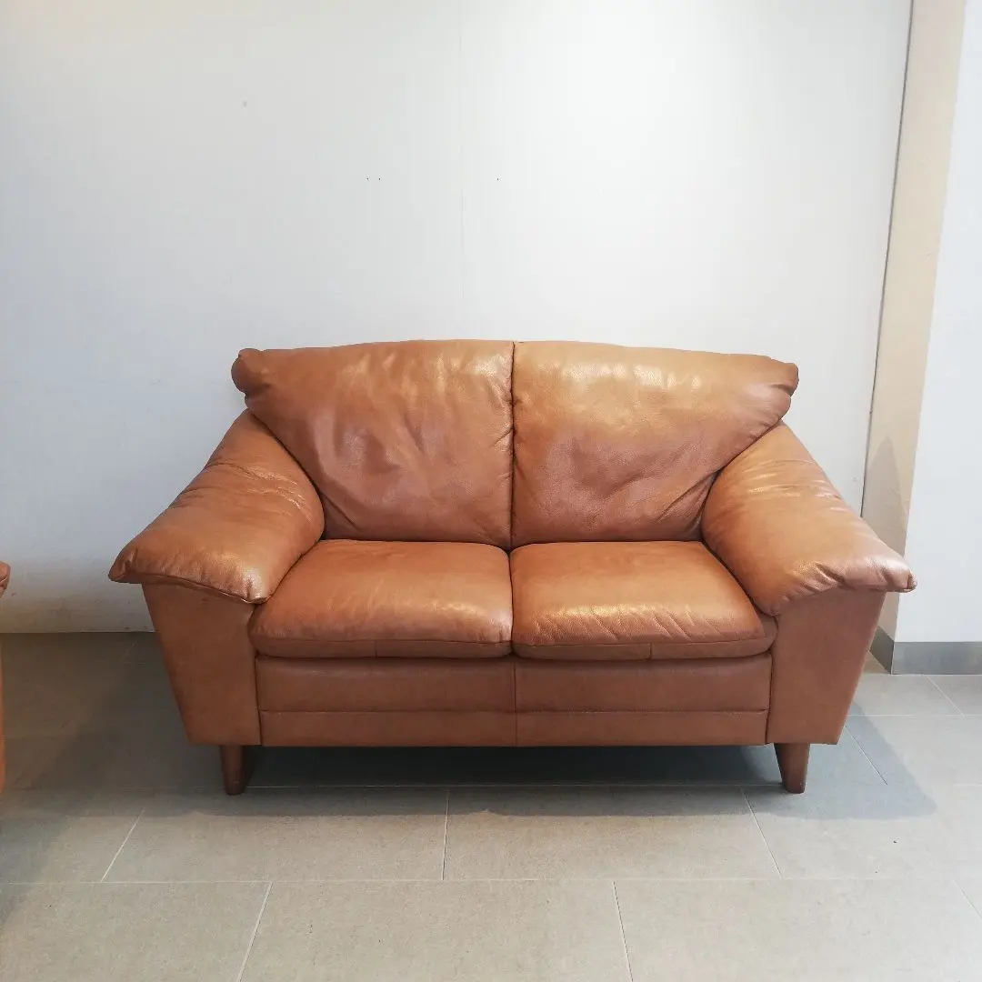 ☆最高級イタリア NATUZZI 45万「ELLY」ラブソファ レザー 2人掛け 本