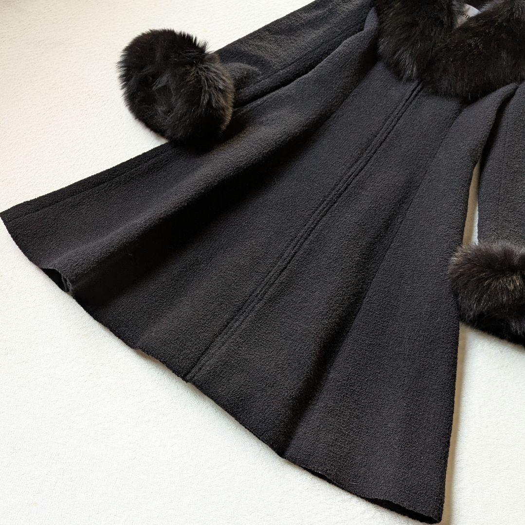 Rene ルネ ロングコート フォックスファー 黒 サイズ34 S ファーコート