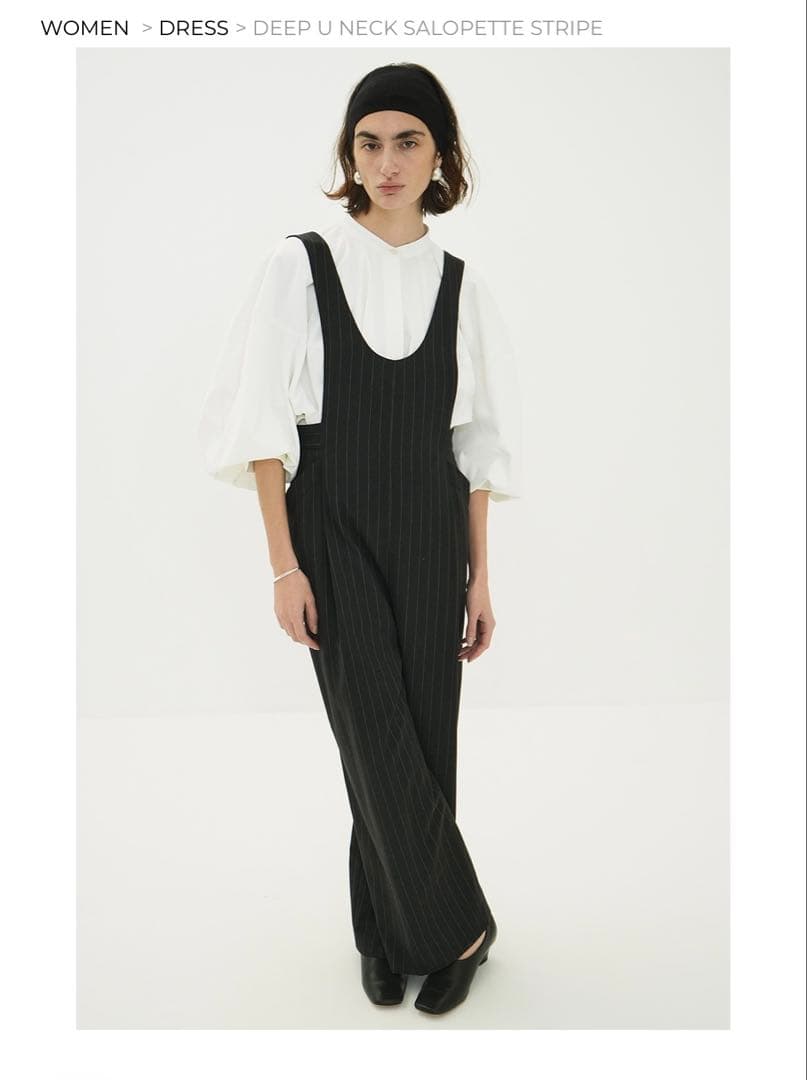 CLANE ストライプ ディープUネックサロペット サイズ1