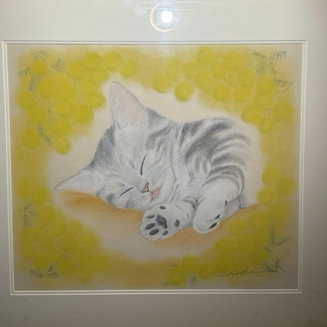 戸田美穂子【ミモザの花いろの夢のなか】　肉筆画