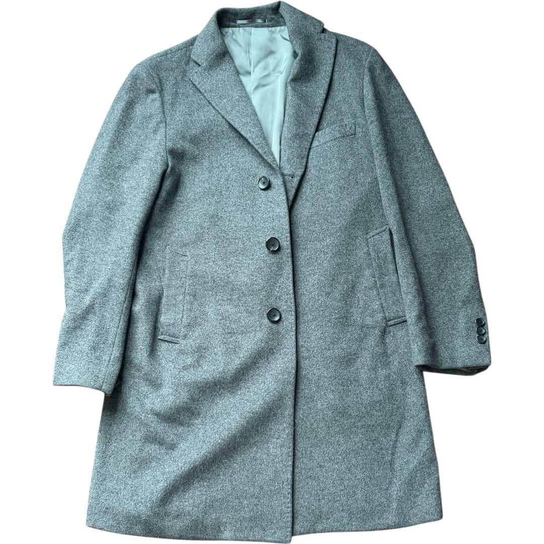 カシミヤ混】エディフィス チェスターコート 段返り シングル L グレー