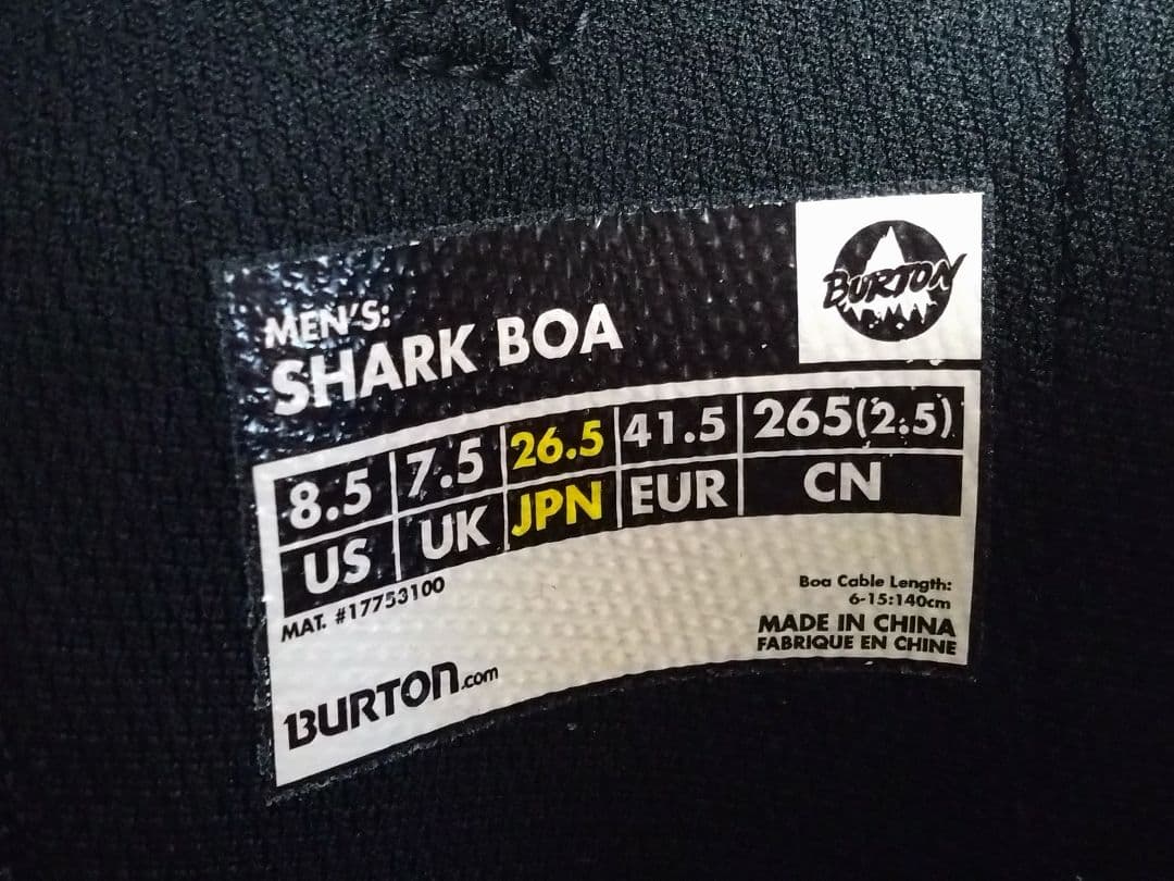 ☆美品☆ BURTON SHARK BOA 26.5cm スノボブーツ バートン