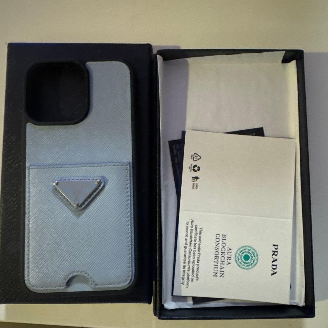 PRADA ライトブルー ソフトケースアイホン15Pro Max - iPhone