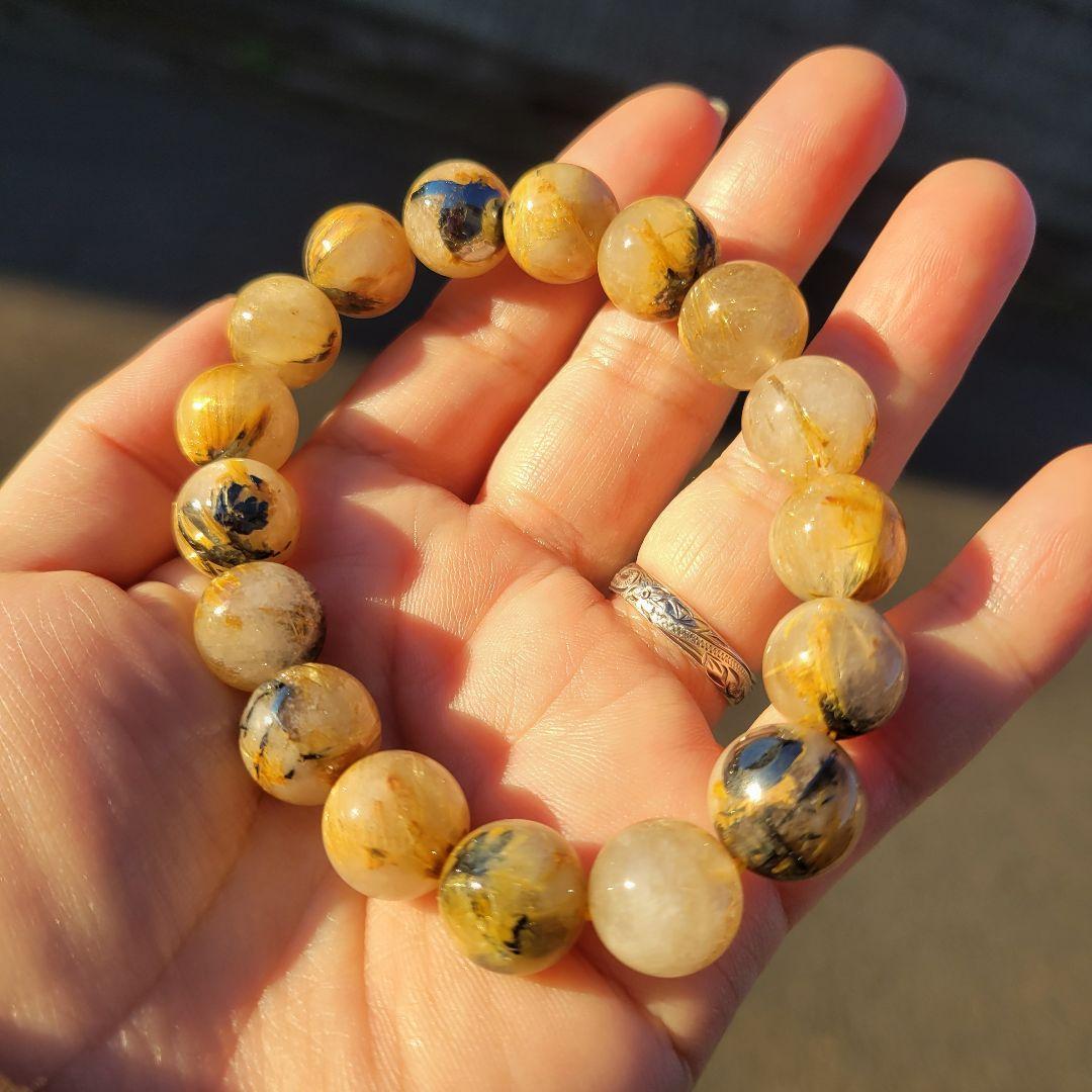 49g 太陽照射ルチル タイチンルチル 13mm玉 内径17cm