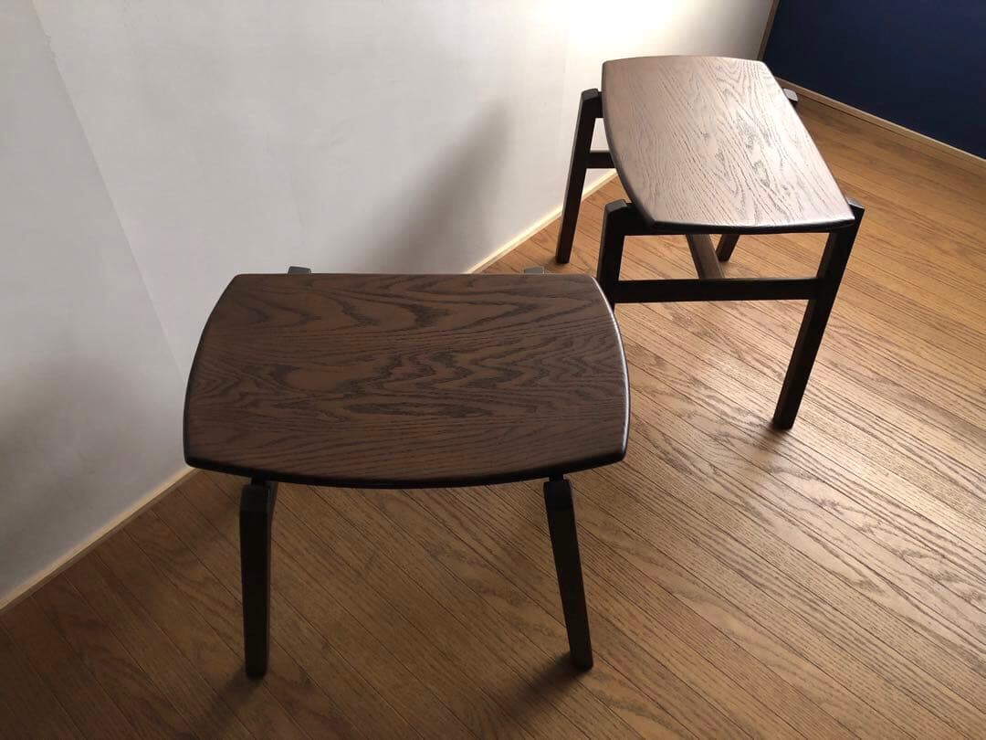 オーク無垢材 スタッキングスツール 2脚セット 曲げ木 民藝 クラフト