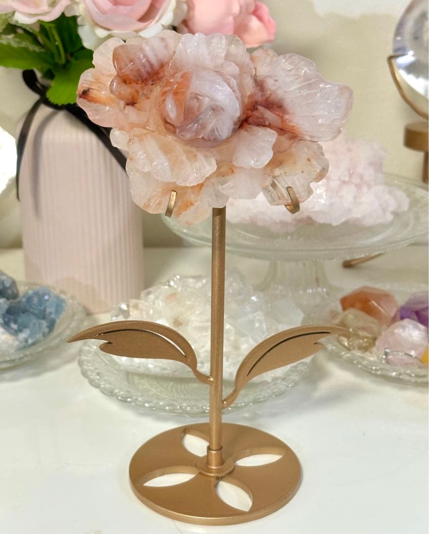 レア ファイヤークォーツ BIG薔薇 スタンド付き ファイアークォーツ