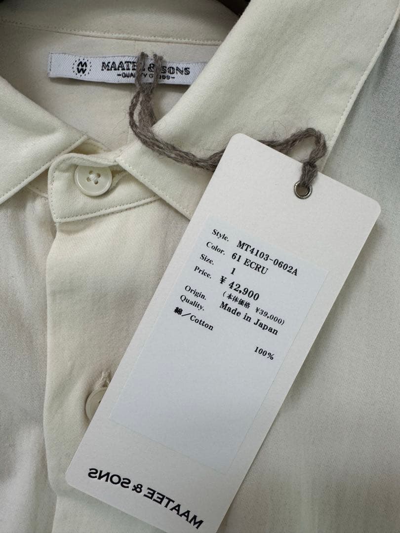 MAATEE&SONS 24SS \"Charles\" 強撚ビエラ ecru 1