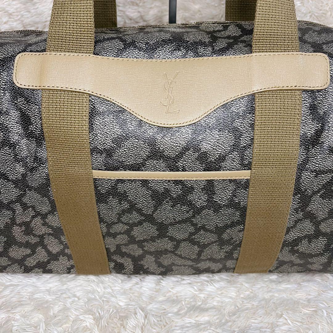 イヴサンローラン ボストンバッグ ジラフ柄 肩掛け 大容量 PVC 旅行