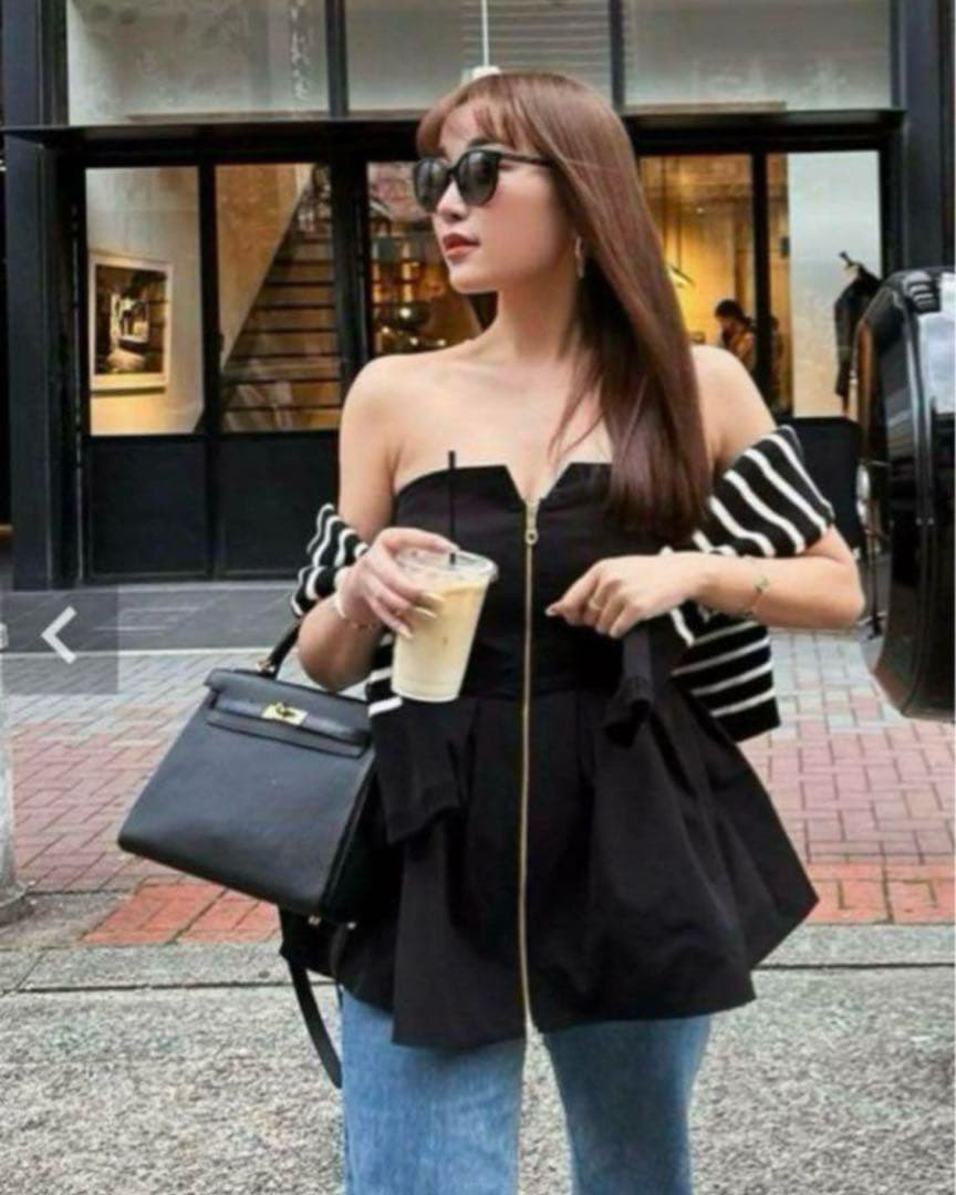 sheller シェリエ フロントZIPビスチェ　新品 zip bicolor knit dress – shéller / シェリエ