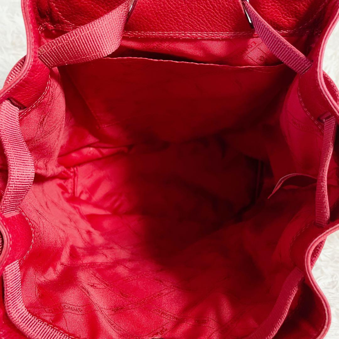 美品LONGCHAMP ロンシャンルフローネ本革レザーレッドリュック
