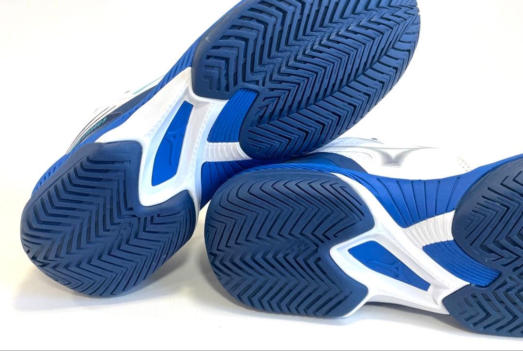 ミズノ【24.0cm】61GA231529 テニスシューズ ワイドモデル 白×青