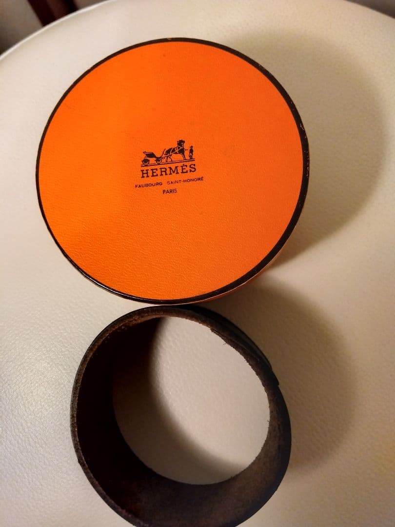 HERMES エルメス プールトゥール レザー バングル ブレスレット M刻印