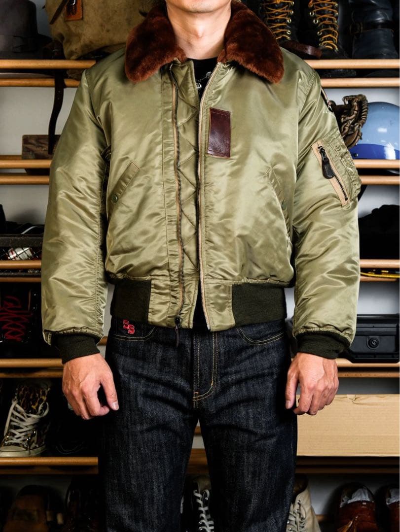 SサイズB-15B 初期型復刻フライトジャケットREALSIMONS ムートン襟