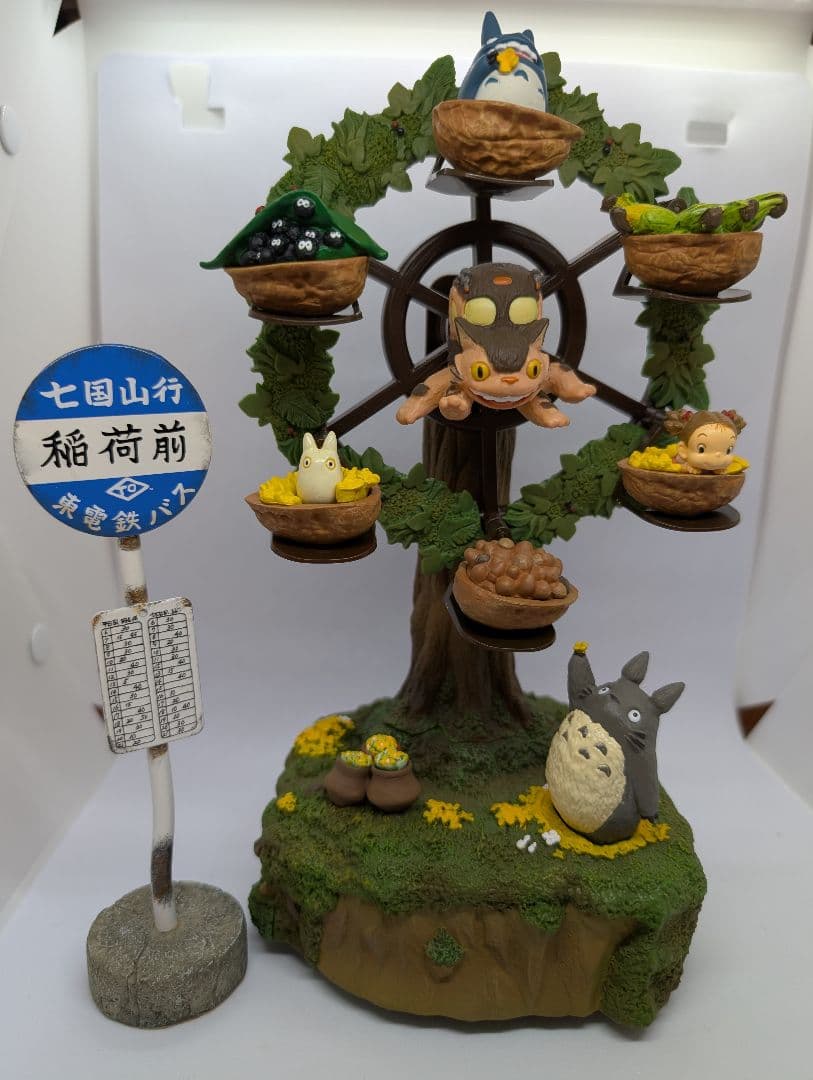 美品！ となりのトトロ 『森の観覧車 オルゴール』 ＋ 『バス亭』 ジブリ グッズ となりのトトロオルゴールフィギュア トトロ 森の観覧車