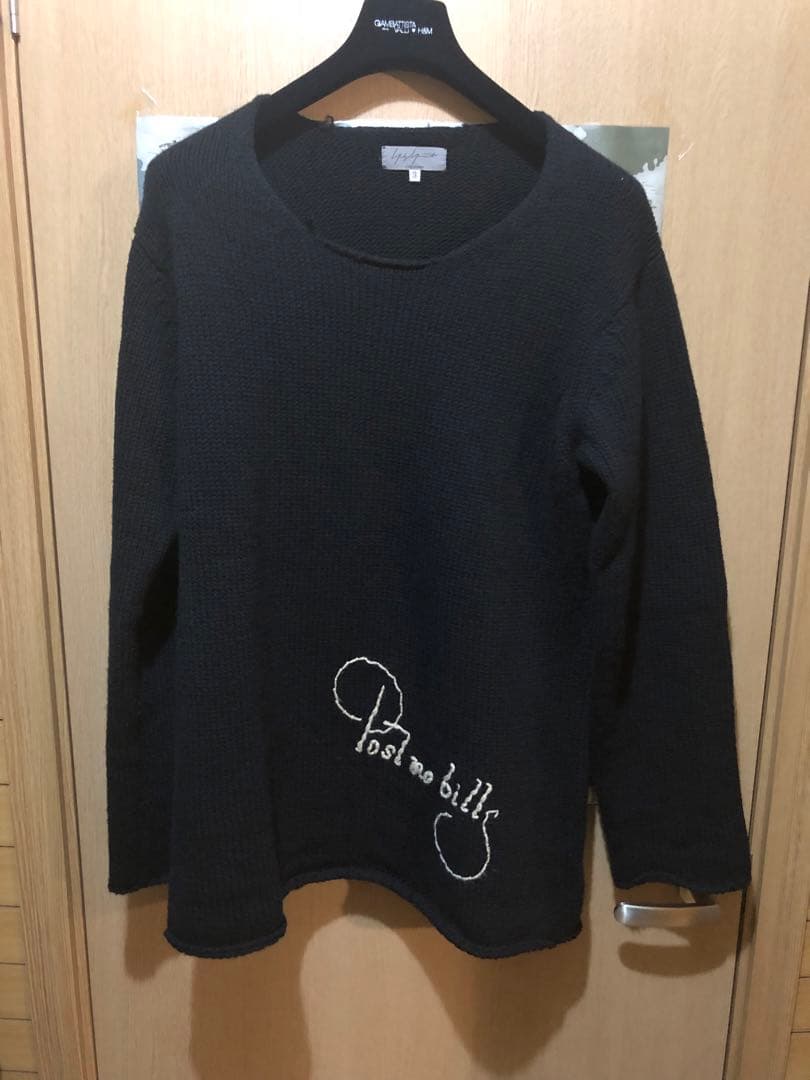 ヨウジヤマモト プールオム 英字刺繍 ウールセーター 石ノ森章太郎期