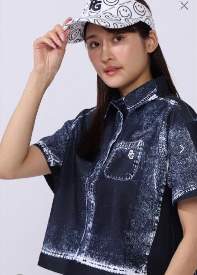 完売品】PEARLY GATES デニム柄 レディース シャツ