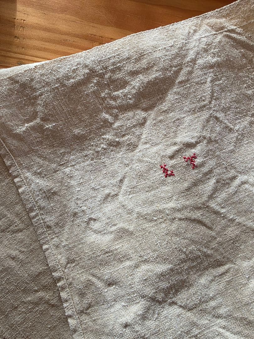 フランスアンティーク 1900年 ホームスパン リネンシーツ 220×230cm