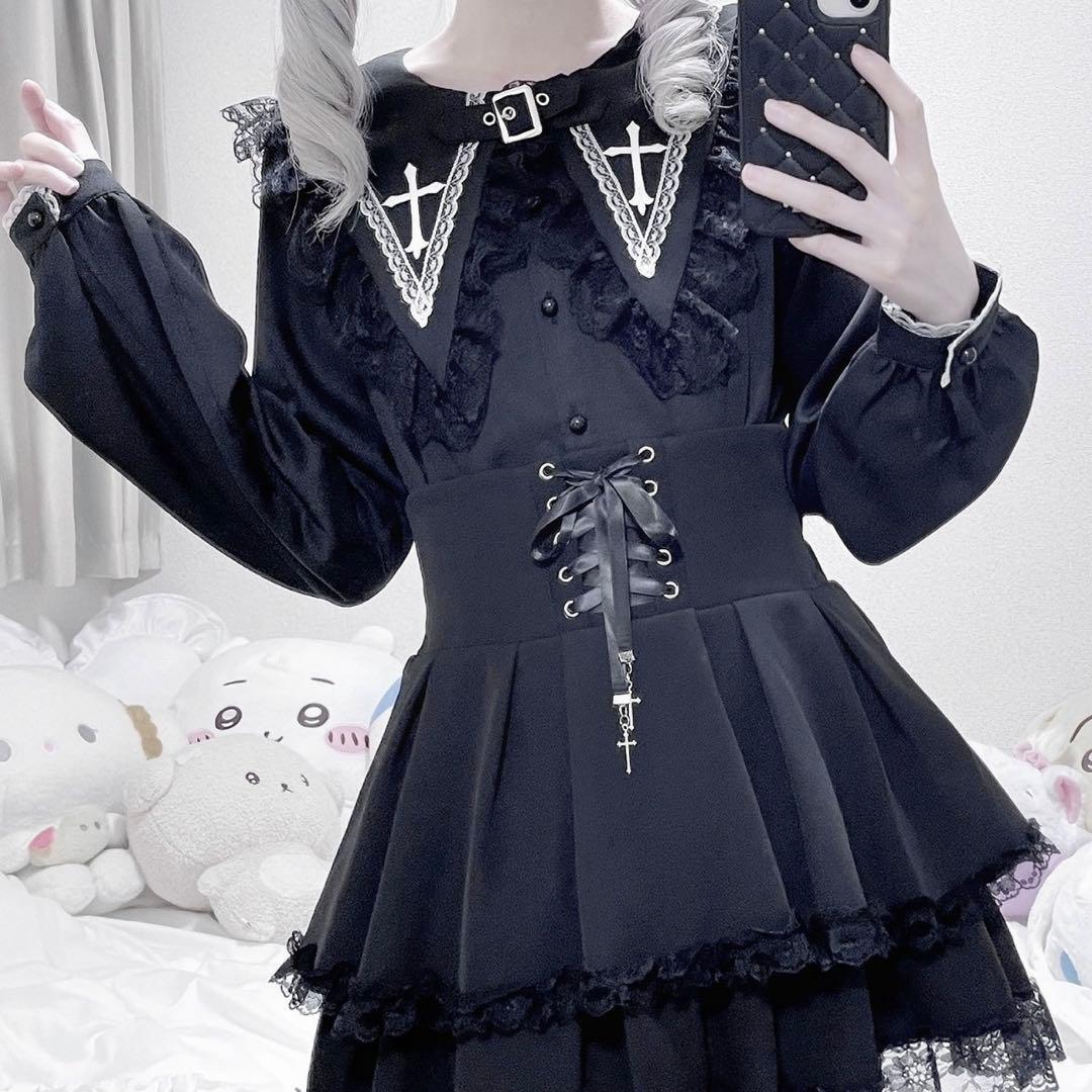 地雷 マーズ セーラー クロス ブラウス 十字架 リボン スカパン