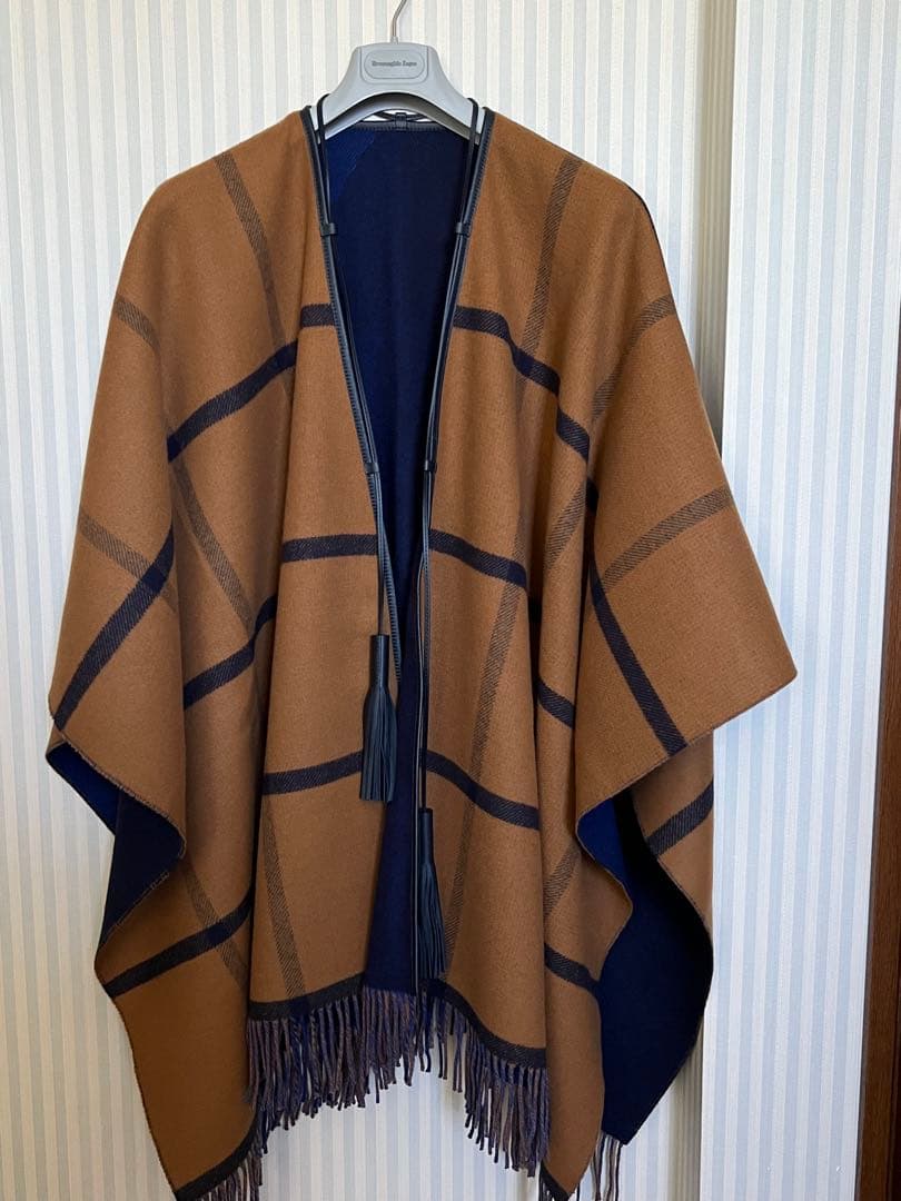 HERMES エルメス リバーシブル ポンチョ ストール コート