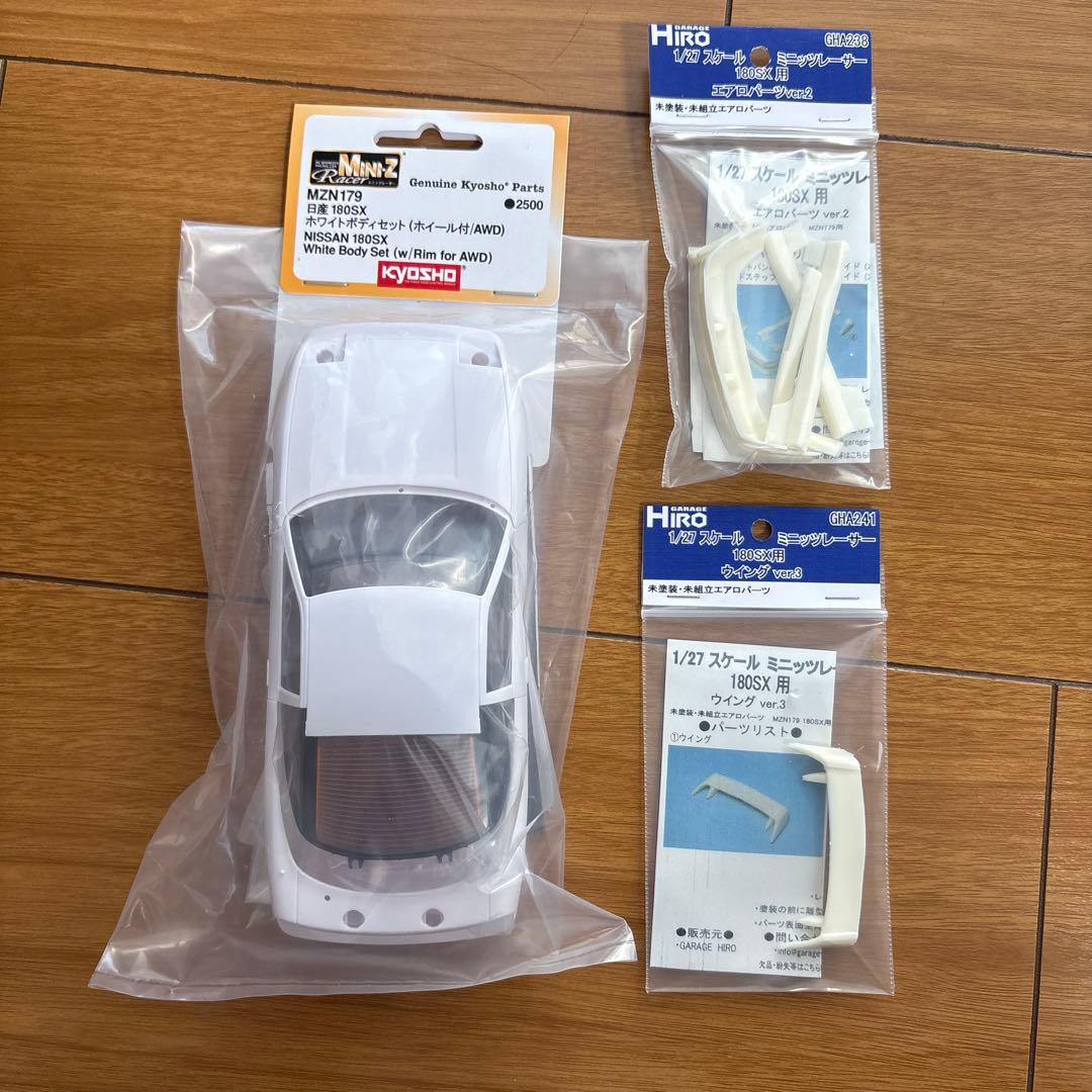 京商　ミニッツ　Mini-Z 180SX 後期仕様　ホワイトボディセット 日産180SXホワイトボディセット(未塗装/ホイール付) MZN179 | 京商