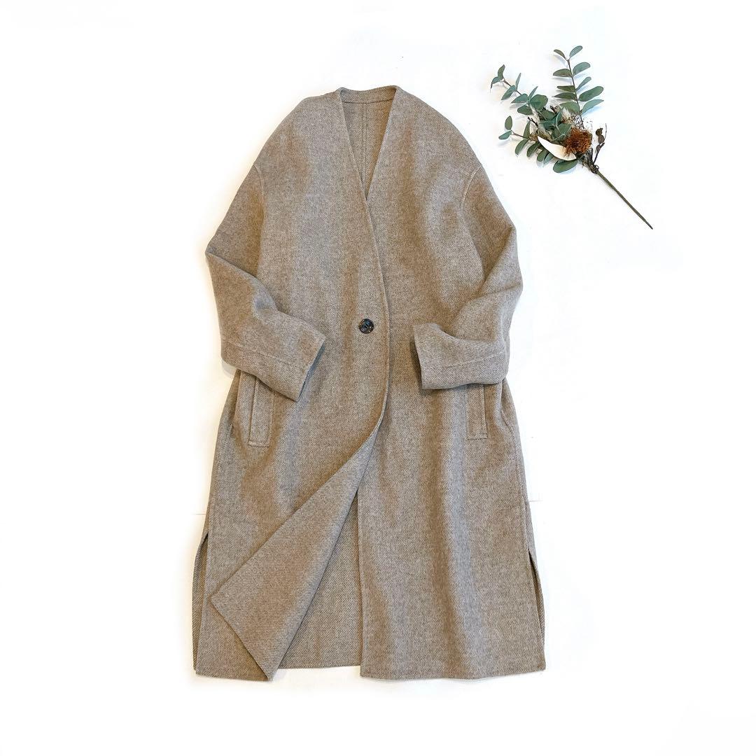 専用です 23区 ウールリバーツイルノーカラーコート ロングコート 36