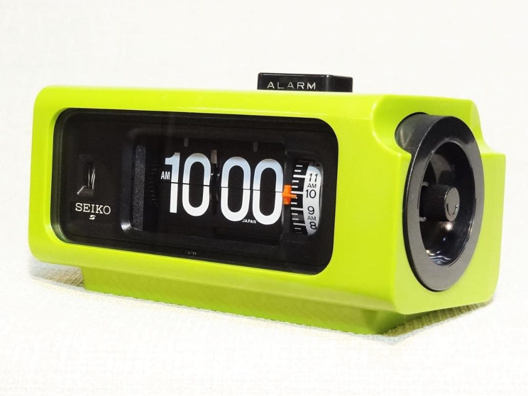 セイコー デジタルクロック パタパタ時計 DP663M【黄緑】動作確認済み
