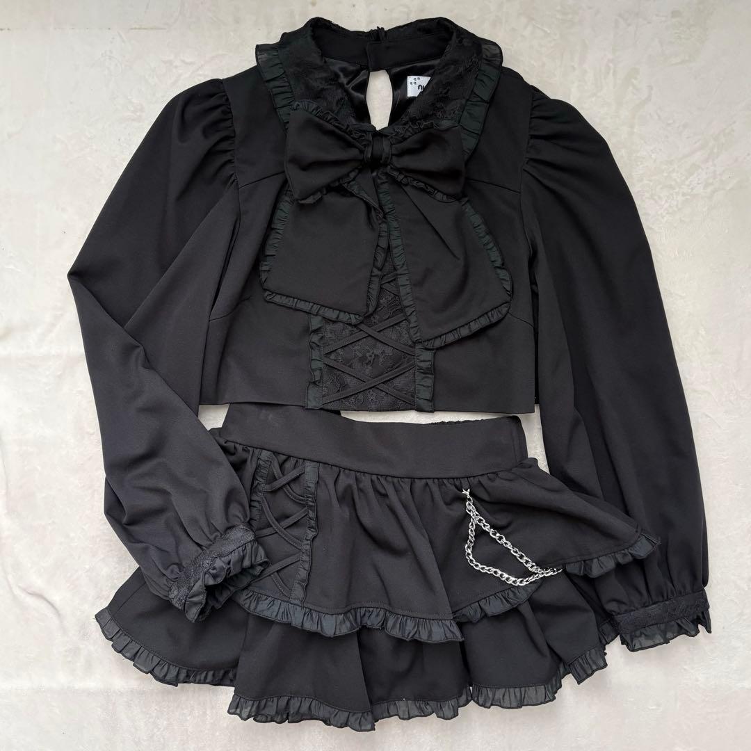 地雷 nyanMe ブラウス スカート リボン チェーン ゴスロリ