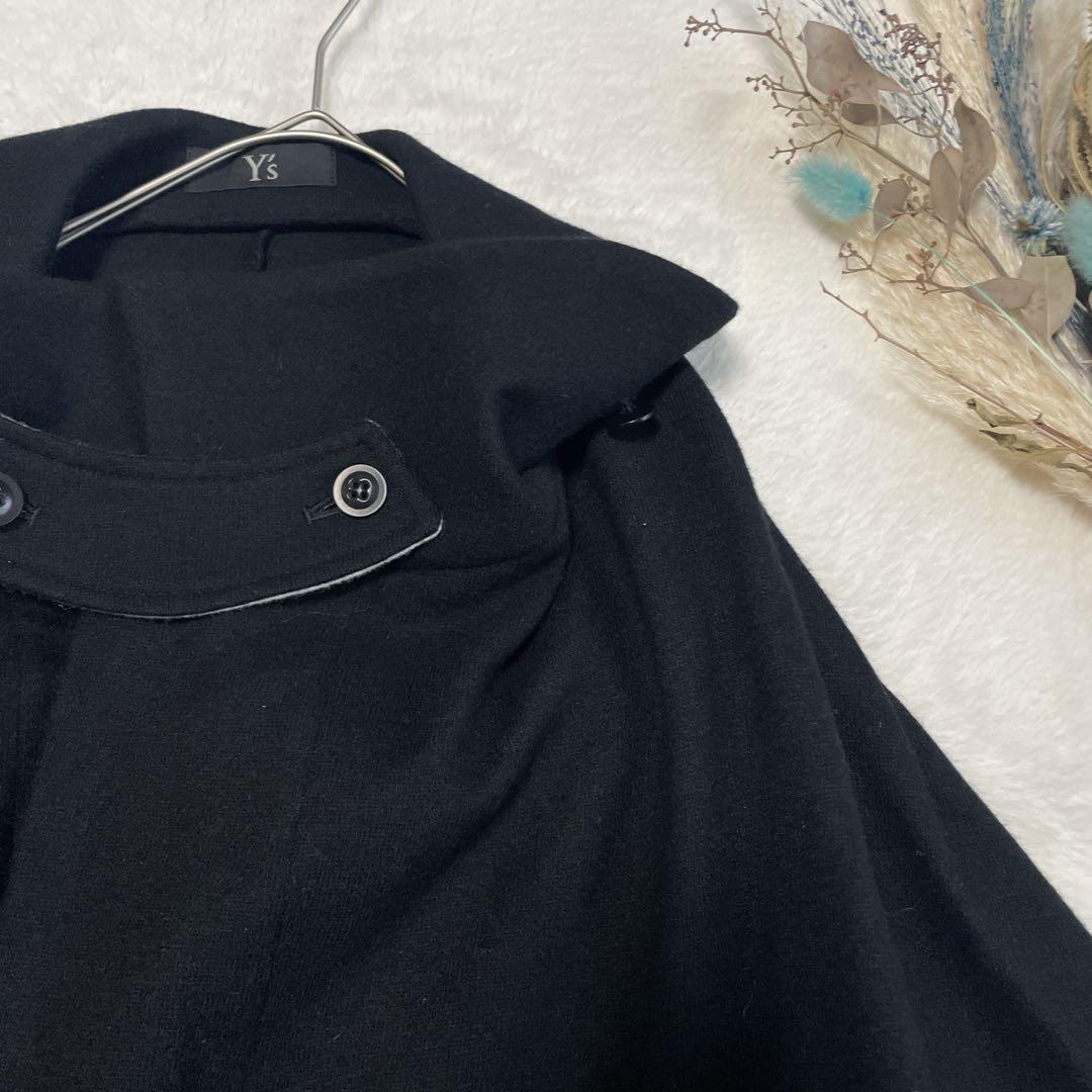 Y's ヨウジヤマモト 変形デザイン ロングコート ストール風襟 ブラック