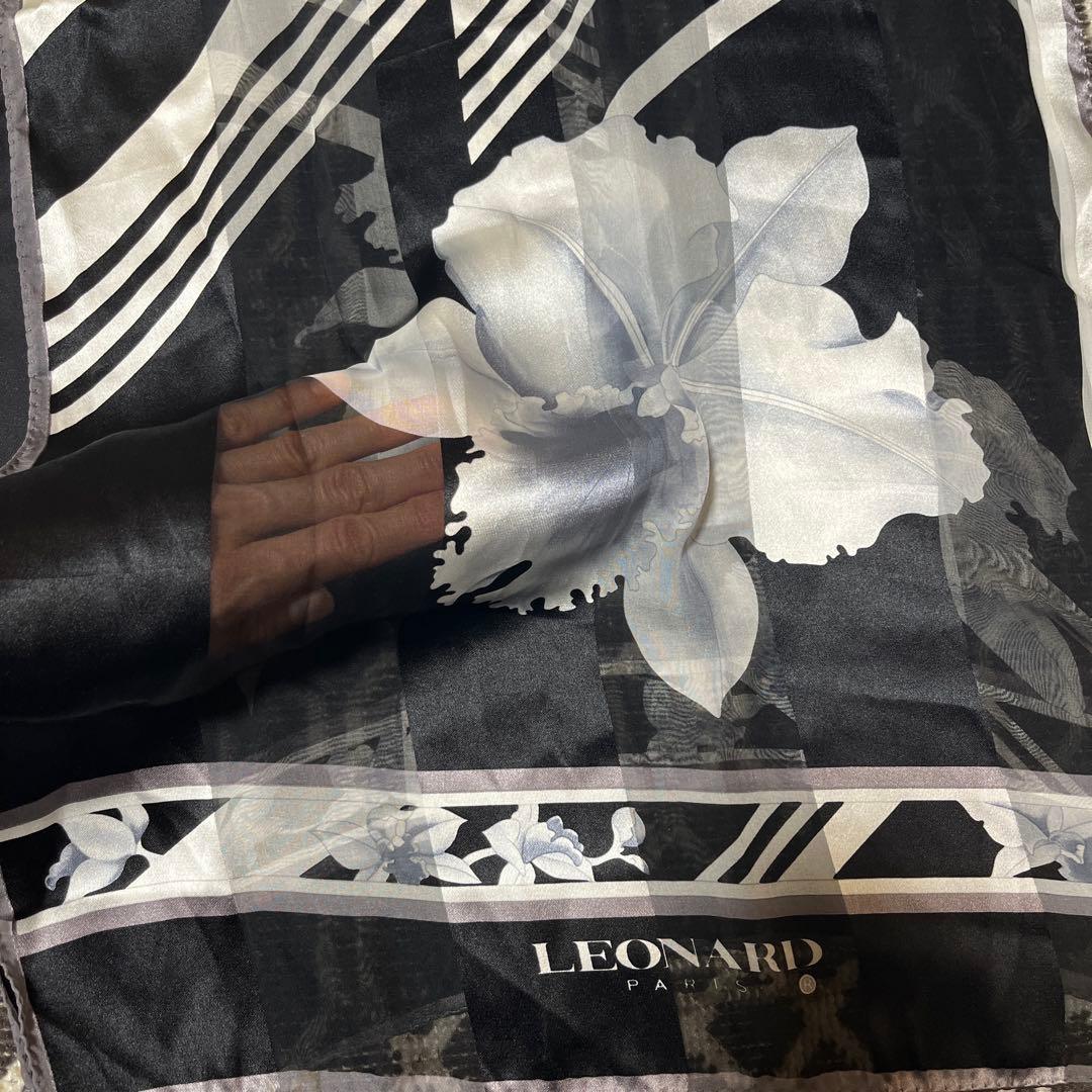 サリー様専用LEONARD レオナール シルク花柄ストール ブラック