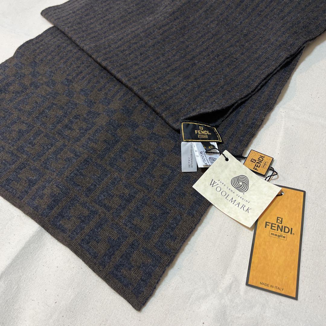 FENDI フェンディ ズッカ ストール マフラー ウール イタリア製 タグ付