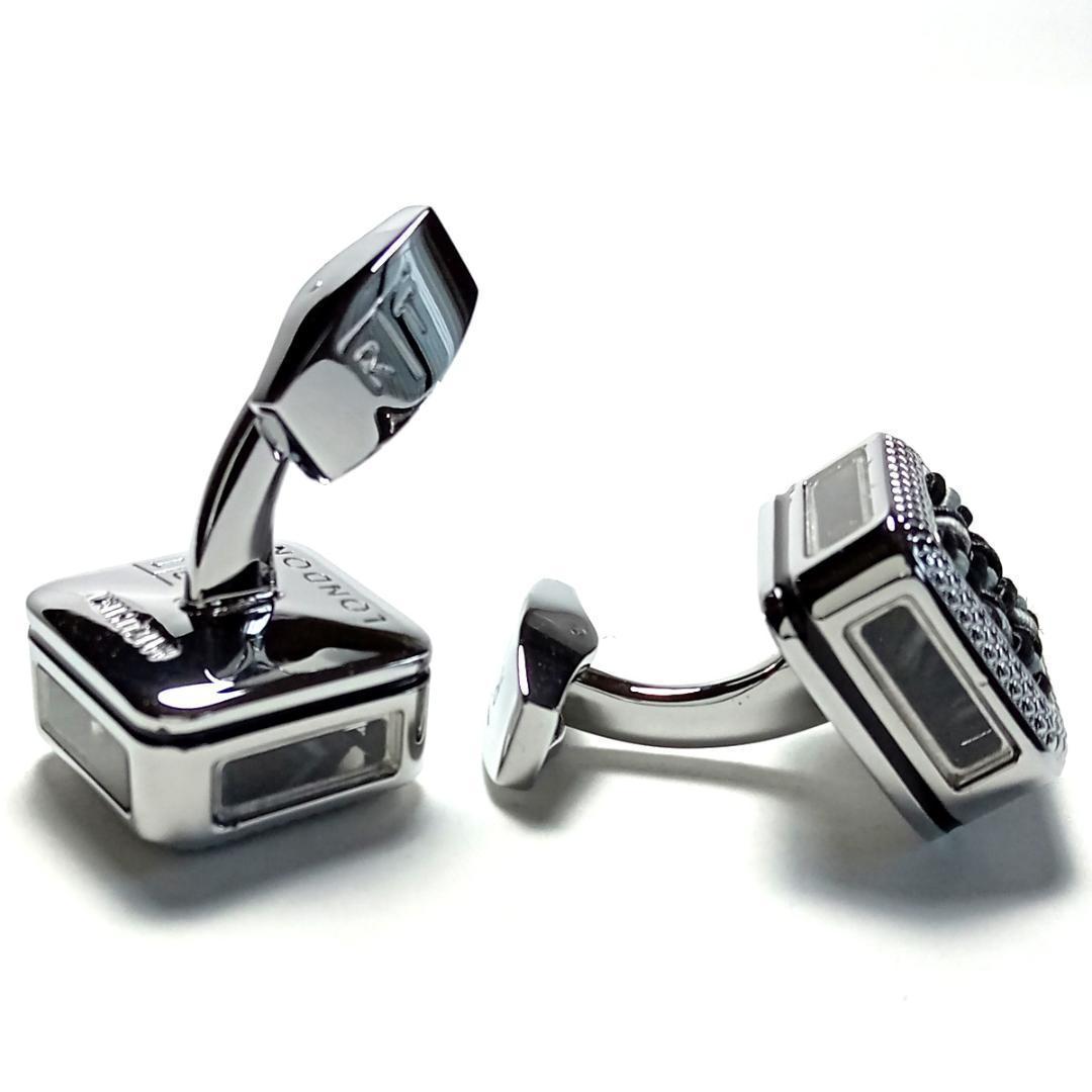 tac100 タテオシアン×自遊花人コラボ 水引カフス シルバー×ブラック 黒